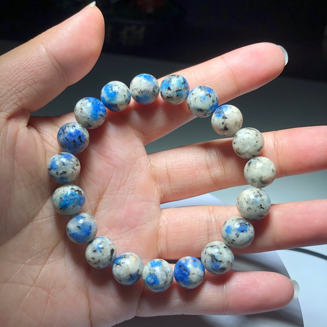 Olivenorma Natural Azurite 11mm Beads Energy Stone Bracelet