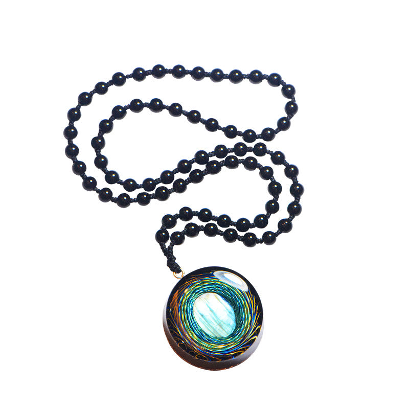 Olivenorma Sacred Siphon Space Natural Labradorite Blue Orgone Necklace