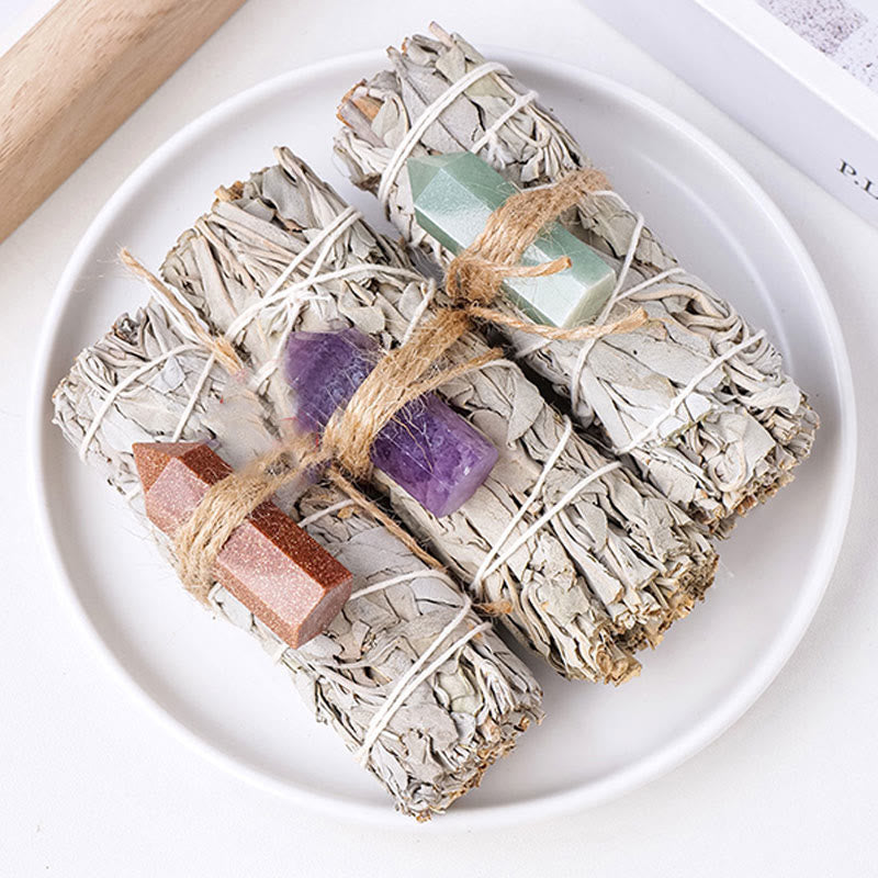 Olivenorma White Sage Hexagonal Prism Crystal Aromatherapy Gemstone Decoration