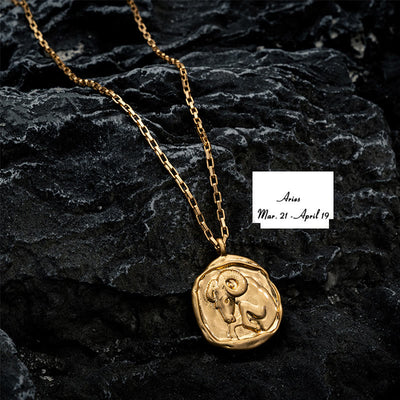 Olivenorma Zodiac Electroplated 18k Gold Titanium Steel Necklace - Aries - image 2