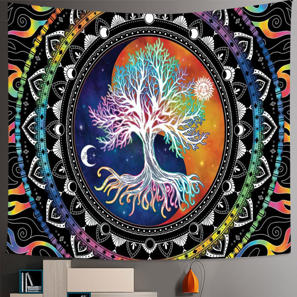 Olivenorma Seven Chakra Tree Of Life Boho Mandala Tapestry