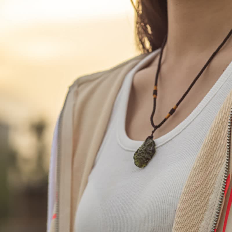 Olivenorma Purification Green Moldavite Necklace