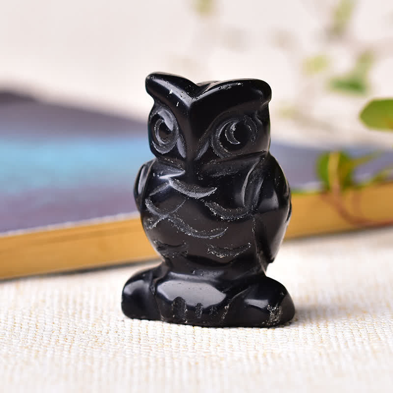 Olivenorma Natural Crystal Owl Gemstone Decoration