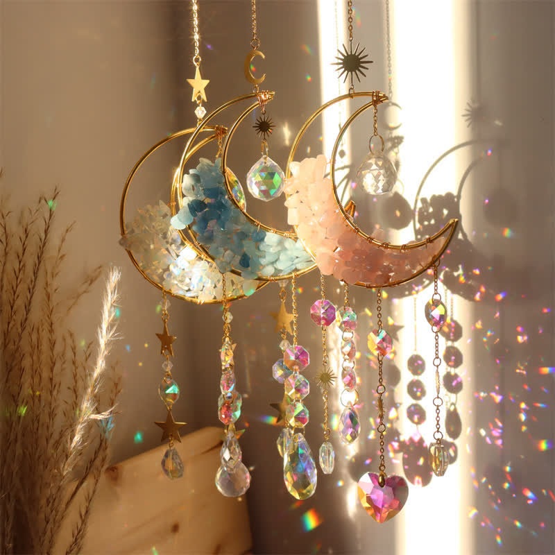 Olivenorma Moon Crystal Hourglass Wind Chime Suncatcher