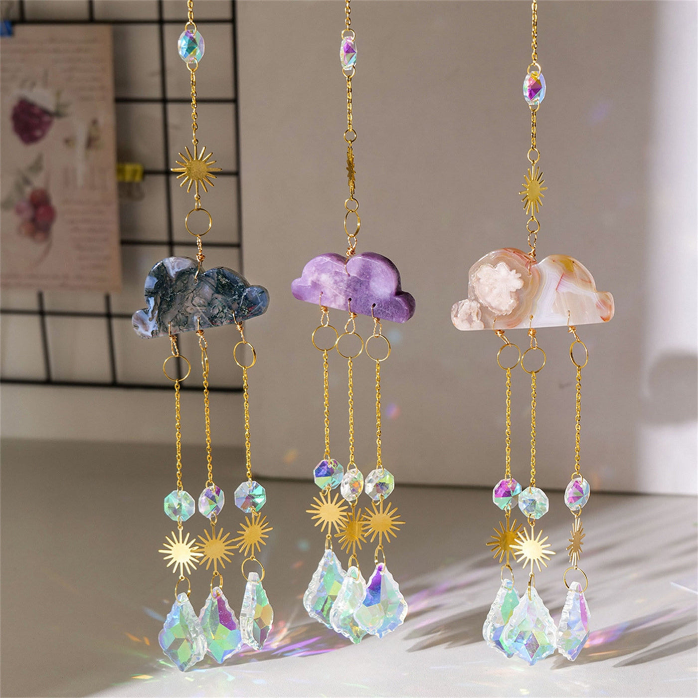 Olivenorma Natural Crystal Cloud Suncatcher Wind Chime