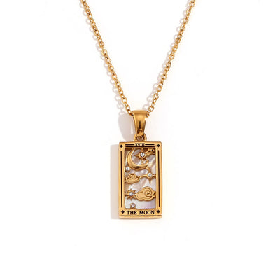 Olivenorma Stainless Steel 18k Gold Plated Tarot Card Necklace