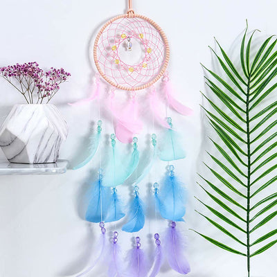 Olivenorma Colorful Acrylic Bead Feather Handmade Dream Catcher - image 5