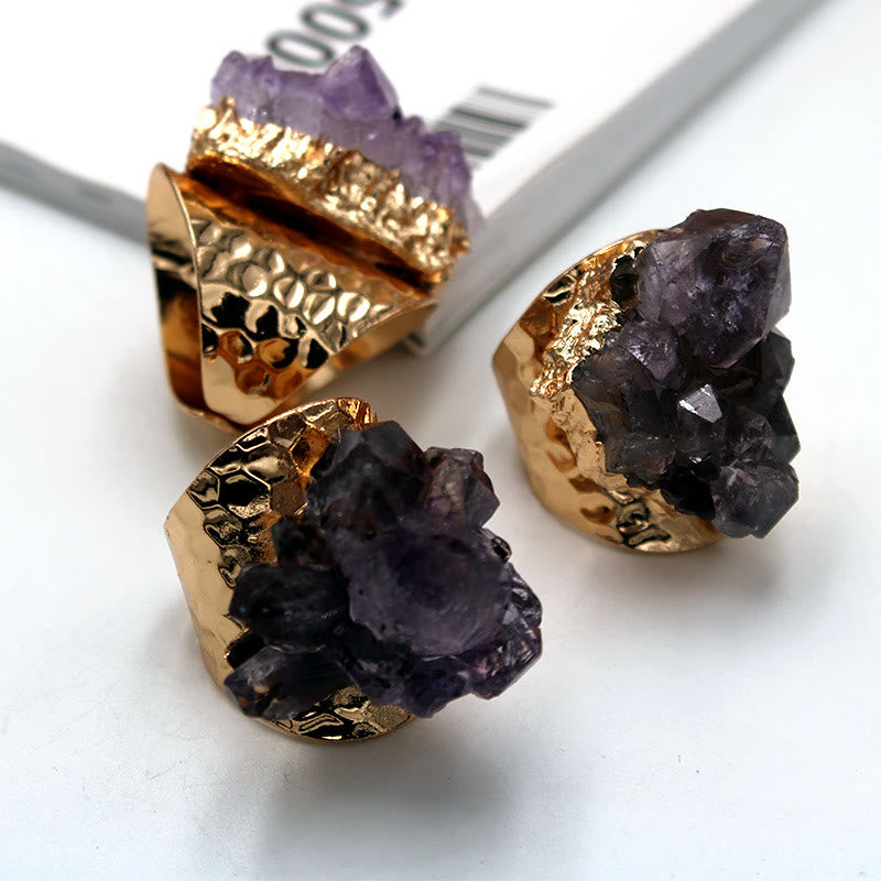 Olivenorma Retro Adjustable Natural Amethyst Ring