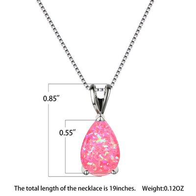 Olivenorma Synthetic Opal Water Drop Pendant Simple Necklace