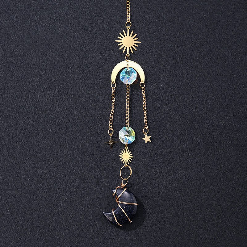 Sun And Moon Crystal Handmade Gemstone Ornament