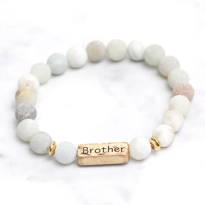 Olivenorma Natural Gemstone Brother Engraving Bracelet