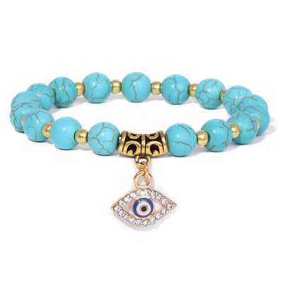 Olivenorma Natural Stone Beaded Evil Eye Pendant Bracelet