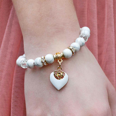 Olivenorma White Rose Beaded Turquoise Bracelet