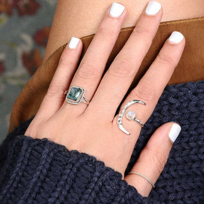 Olivenorma Moonstone Crescent Moon Ring