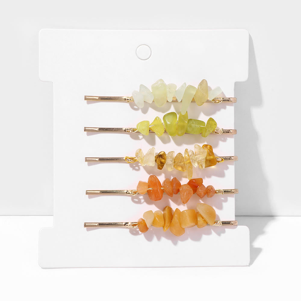 Olivenorma 5Pcs Healing Crystal Hairpin - Peridot&Citrine&Sun Stone&Yellow Agate - image 26