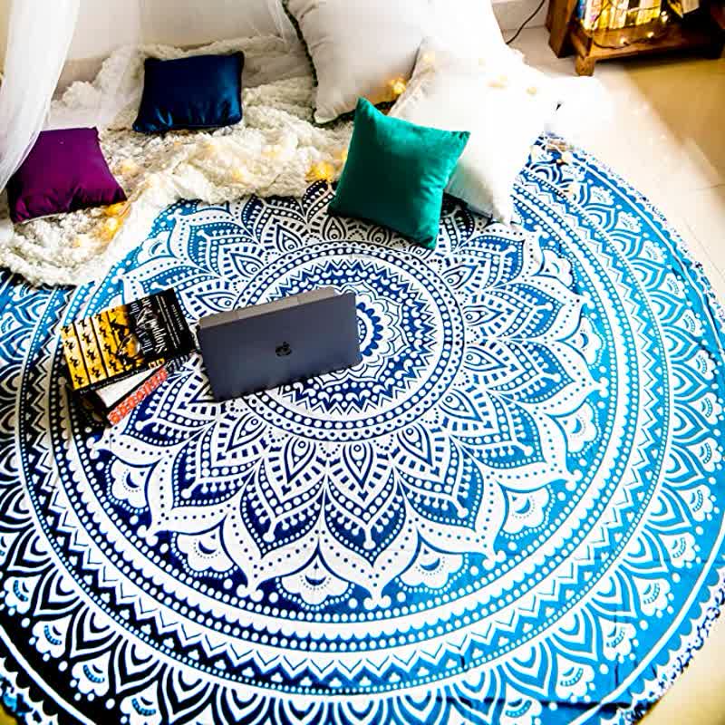 Circular Mandala Rosamia Yoga Meditation Tapestry