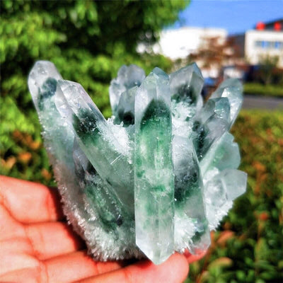 Olivenorma Beautiful Healing Green Phantom Quartz Gemstone Decoration