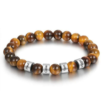 Olivenorma Natural Stone Engraving Personalized Beads Men Bracelet