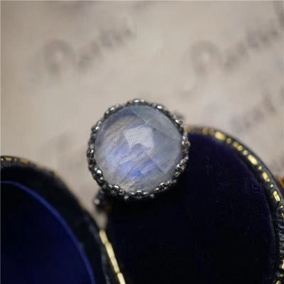 Olivenorma Large Natural Moonstone Adjustable Ring