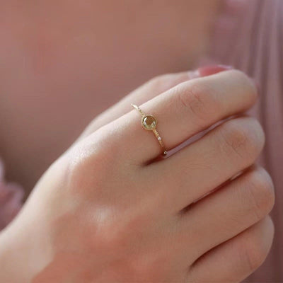 Olivenorma Natural Round Cut Green Peridot Ring