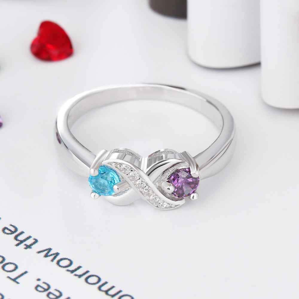 Olivenorma "Infinity"-2 Birthstones Personalized Ring