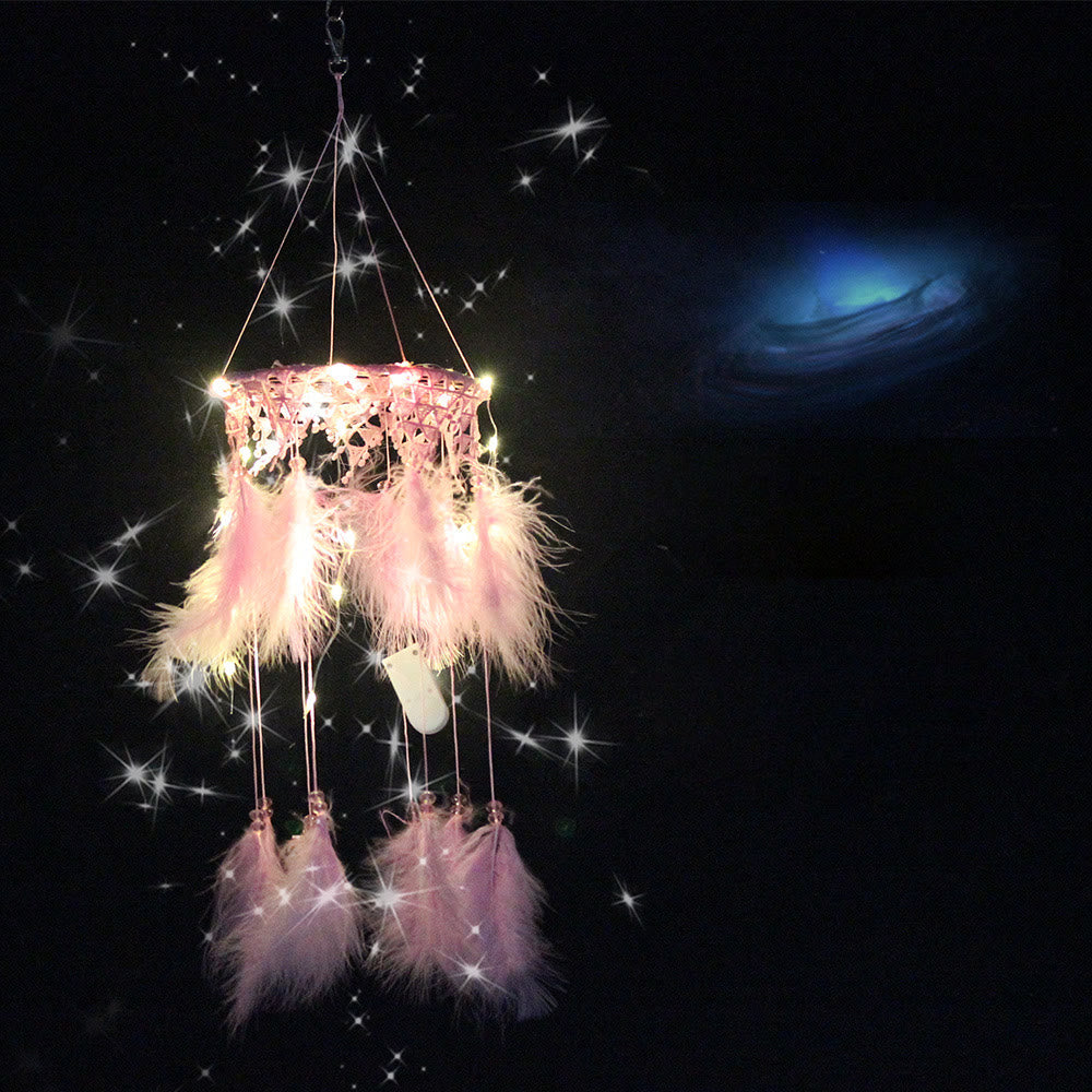 Olivenorma LED Light Colored Feather Dream Catcher