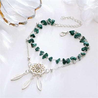 Olivenorma Natural Malachite Gravel String Bracelet Anklet