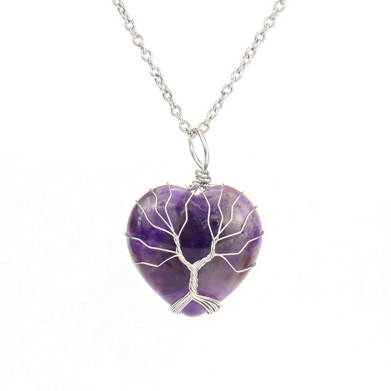 Olivenorma Natural Crystal Heart Necklace