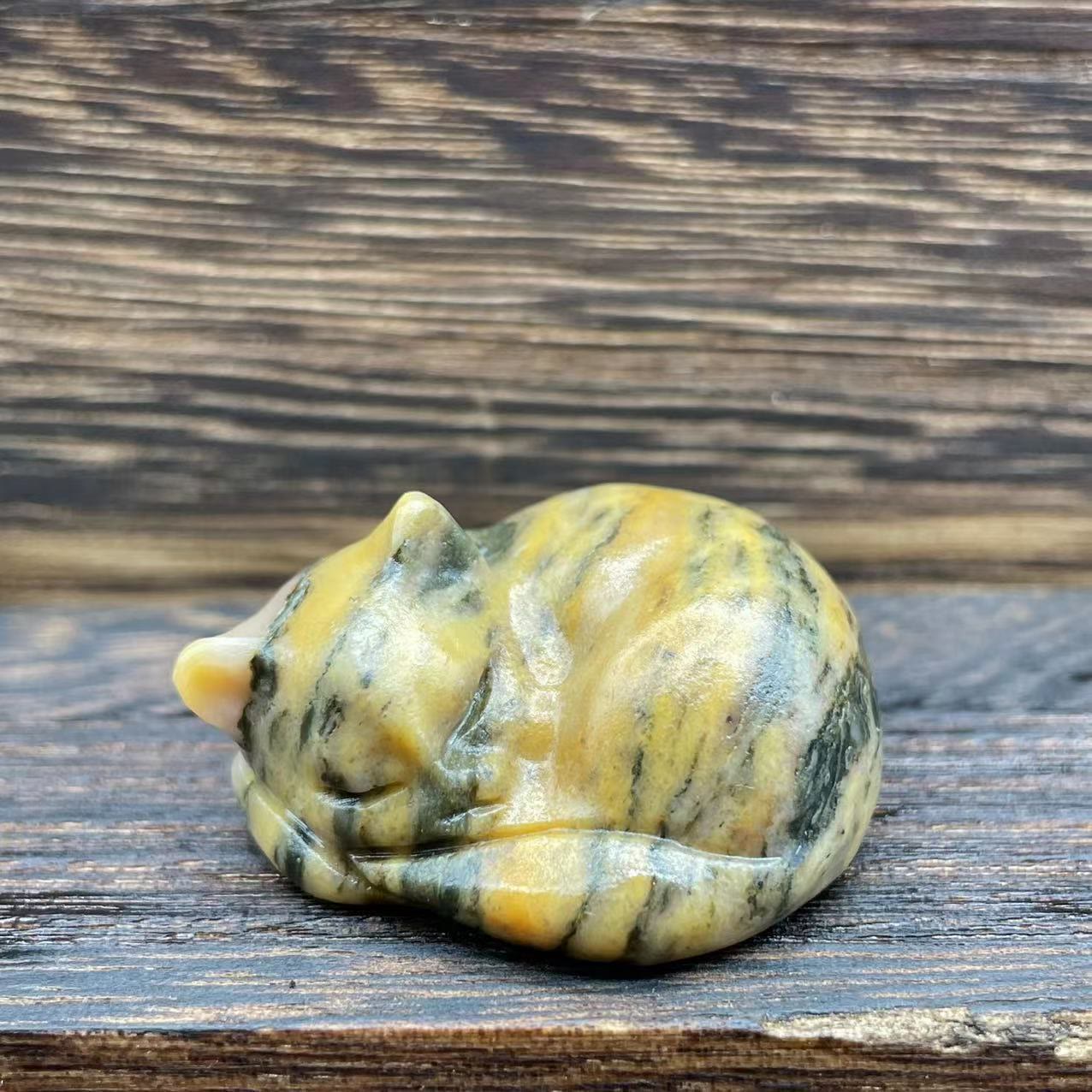 Olivenorma 4cm Natural Crystal Nap Cat Gemstone Decoration - Picture Jasper - image 37