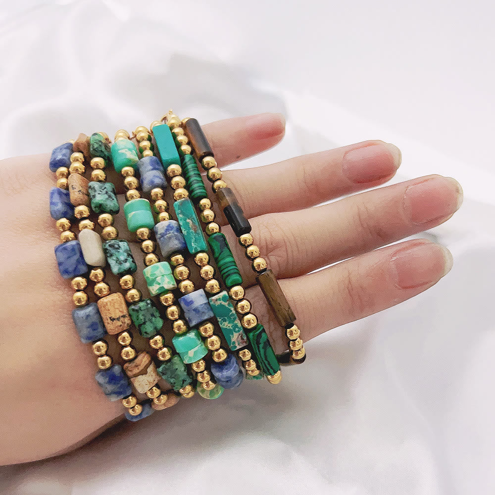 Olivenorma Bohemian Ethnic Stone Column Beaded Bracelet