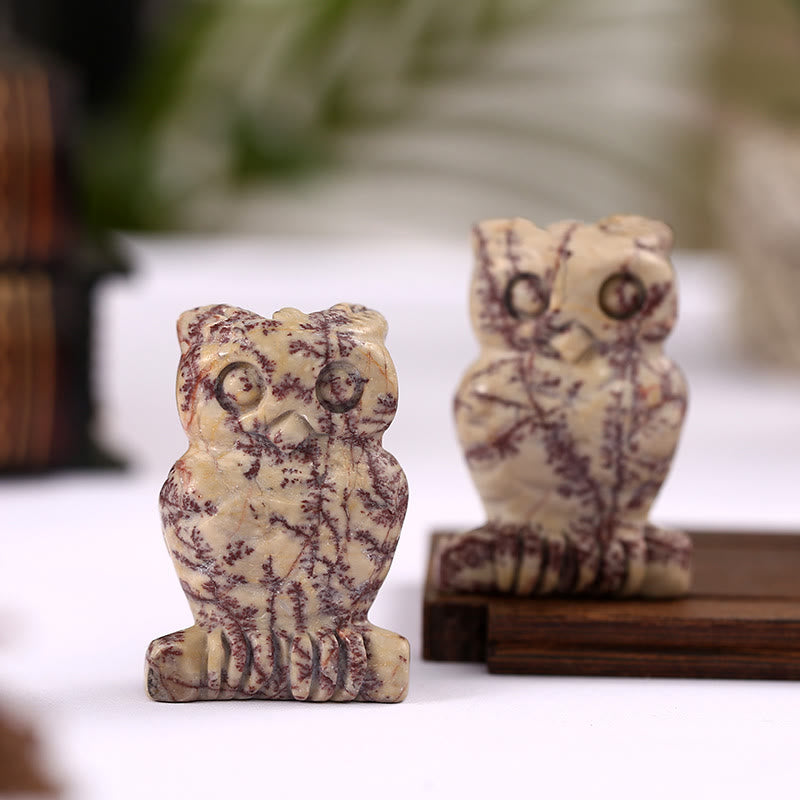 Olivenorma Owl Grass Flower Stone Ornament