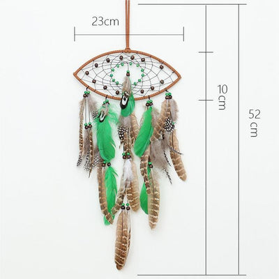 Olivenorma Natural Green Wooden Beads Peacock Feather Dream Catcher