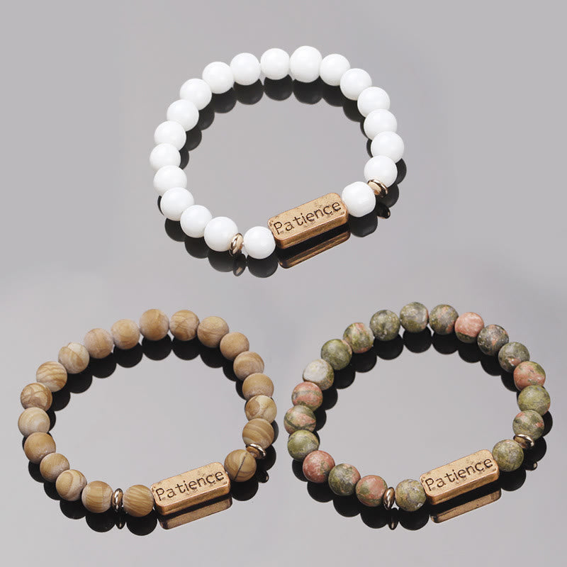 Olivenorma Natural Gemstone Mom Patience Engraving Bracelet