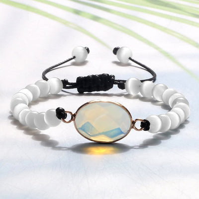 Olivenorma Cat's Eye Stone Beaded Opalite Bracelet