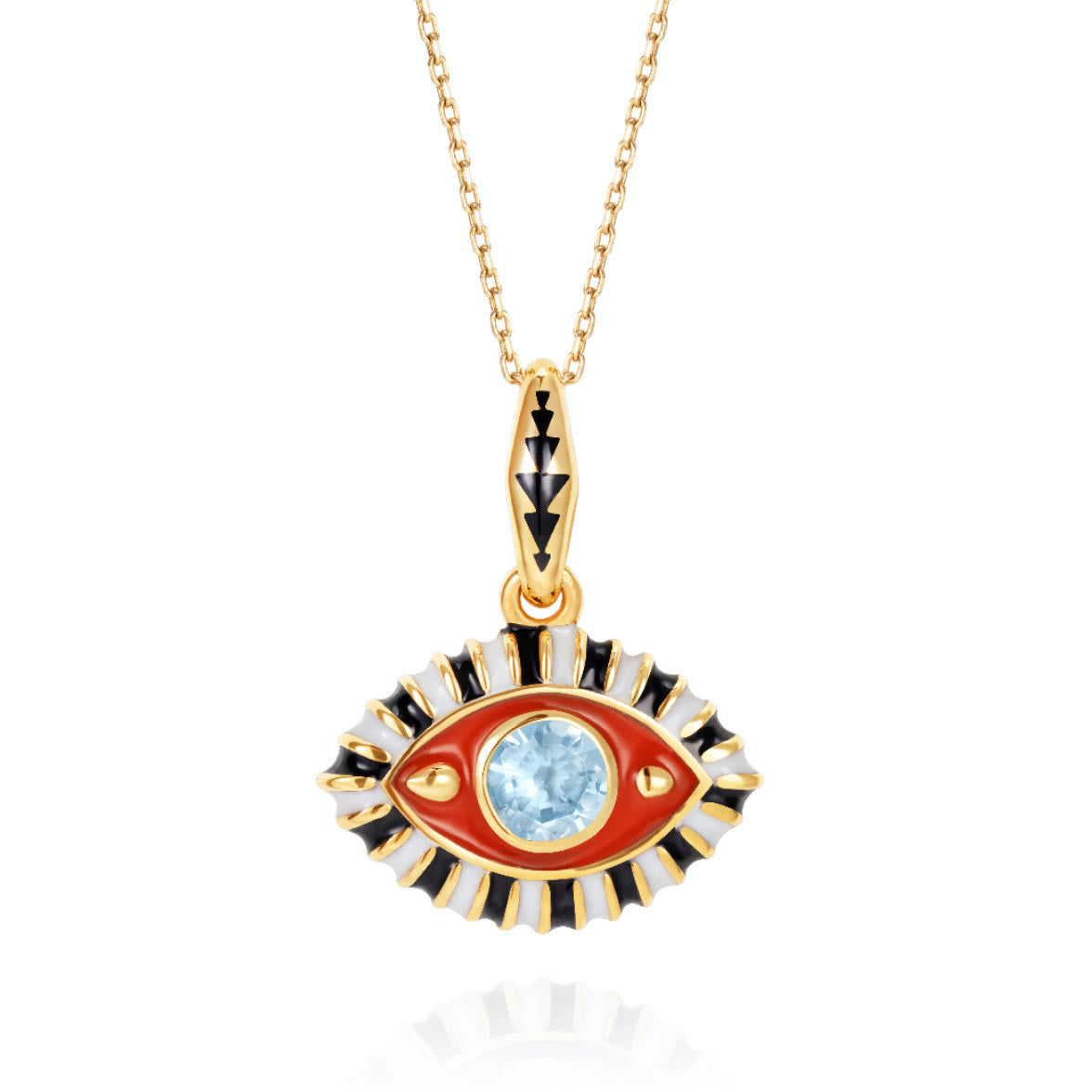 Olivenorma Stainless Steel Colorful Evil Eye Zircon Pendant Necklace