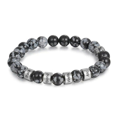 Olivenorma Natural Stone Engraving Personalized Beads Men Bracelet