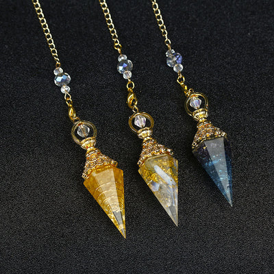 Olivenorma Natural Crystal Resin Hexagonal Pyramid Pendulum