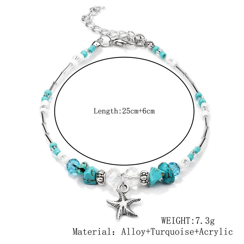 Olivenorma Turquoise Starfish Wave Charm Bracelet Anklet