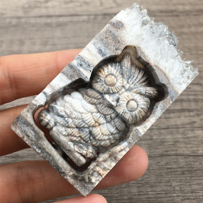 Olivenorma Natural Crystal Carved Crystal Owl Handicraft Ornament