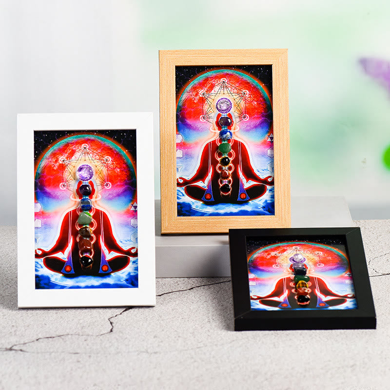 Olivenorma Yoga Meditation Posture Chakra Stone Photo Frame Decoration