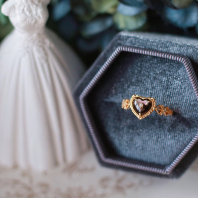 Olivenorma Sterling Silver Gold Plated Labradorite Heart Shaped Ring