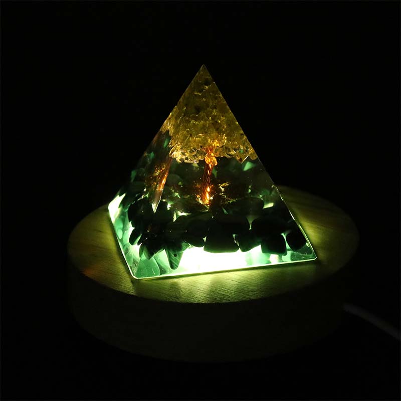 Olivenorma USB Pyramid Light Base Wooden Display Lamp Holder