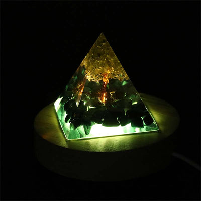 Olivenorma USB Pyramid Light Base Wooden Display Lamp Holder