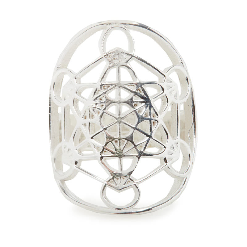 Olivenorma Metatron's Cube Symbol Stainless Steel Adjustable Ring