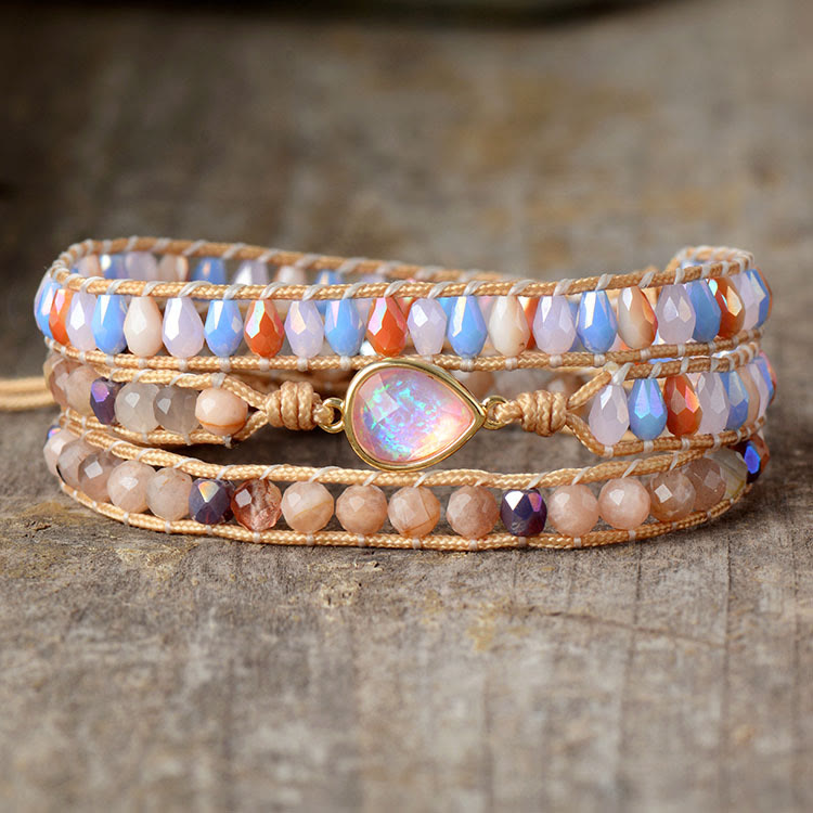 SUNSTONE & OPAL WRAP BRACELET