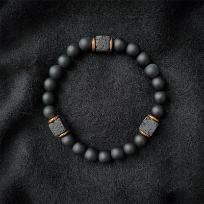 Olivenorma Matte Black Onyx with Cube Lava Balance Bracelet