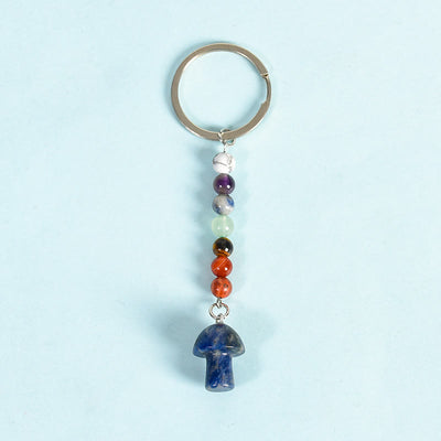 Olivenorma Chakra Crystal Mushroom Beaded Keychain