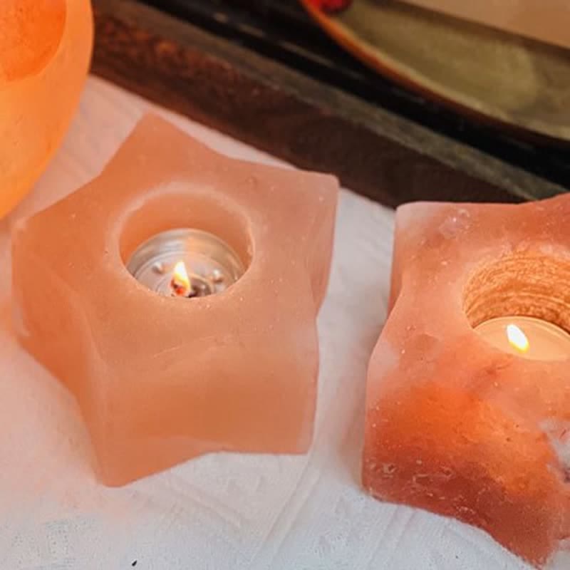 Olivenorma Star Shape Candle Holder Himalayan Pink Salt Lamp