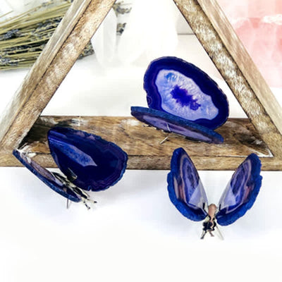 Olivenorma Agate Druzy Butterfly Stands Gemstone Decoration