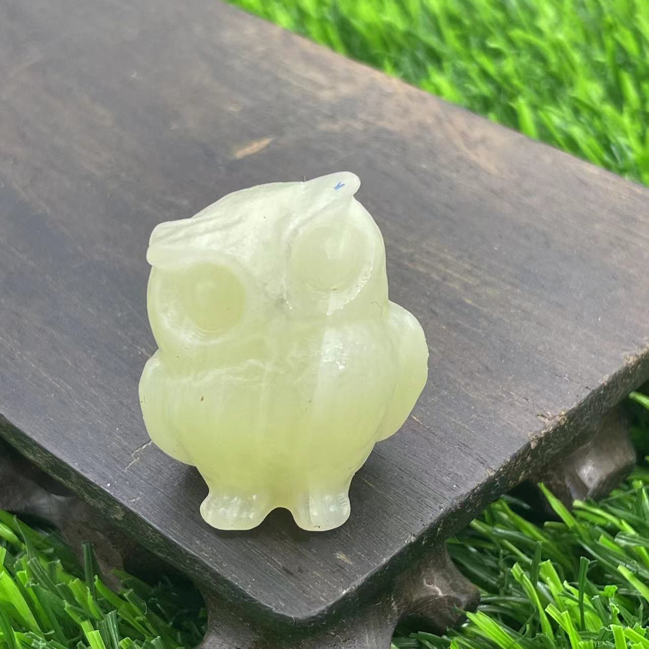 Olivenorma 3.5cm Natural Crystal Owl Ornament Gemstone Decoration - Afghan Jade - image 48